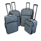 Karriage-Mate 4-Piece Expandable Softside Luggage Set – 20” Carry-On, 25”, 29”, 30” Suitcases – Lightweight Travel Bags with Embossed City Design – Durable Fabric, Telescopic Handles, built-in Lock – Black, Grey, Purple