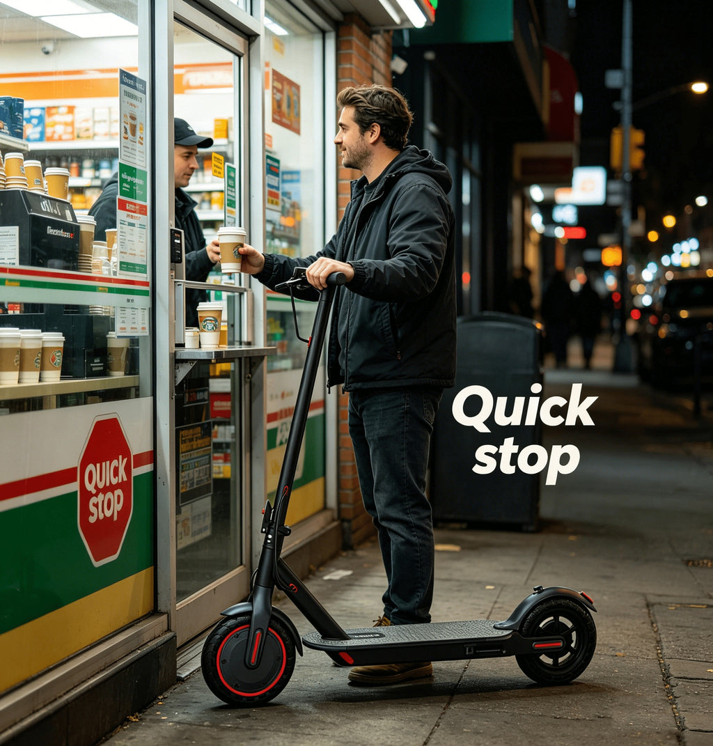 350W Motor Foldable Electric Scooter for Adults, 8.5 Inch Anti-Slip Solid Tyres, 19MPH Max Speed & 3 Speed Modes, New Upgraded Version with Reinforced Brake System, Stable Riding, Durable Aluminum Alloy Body, Ultra Comfortable Commuter E-Scooter