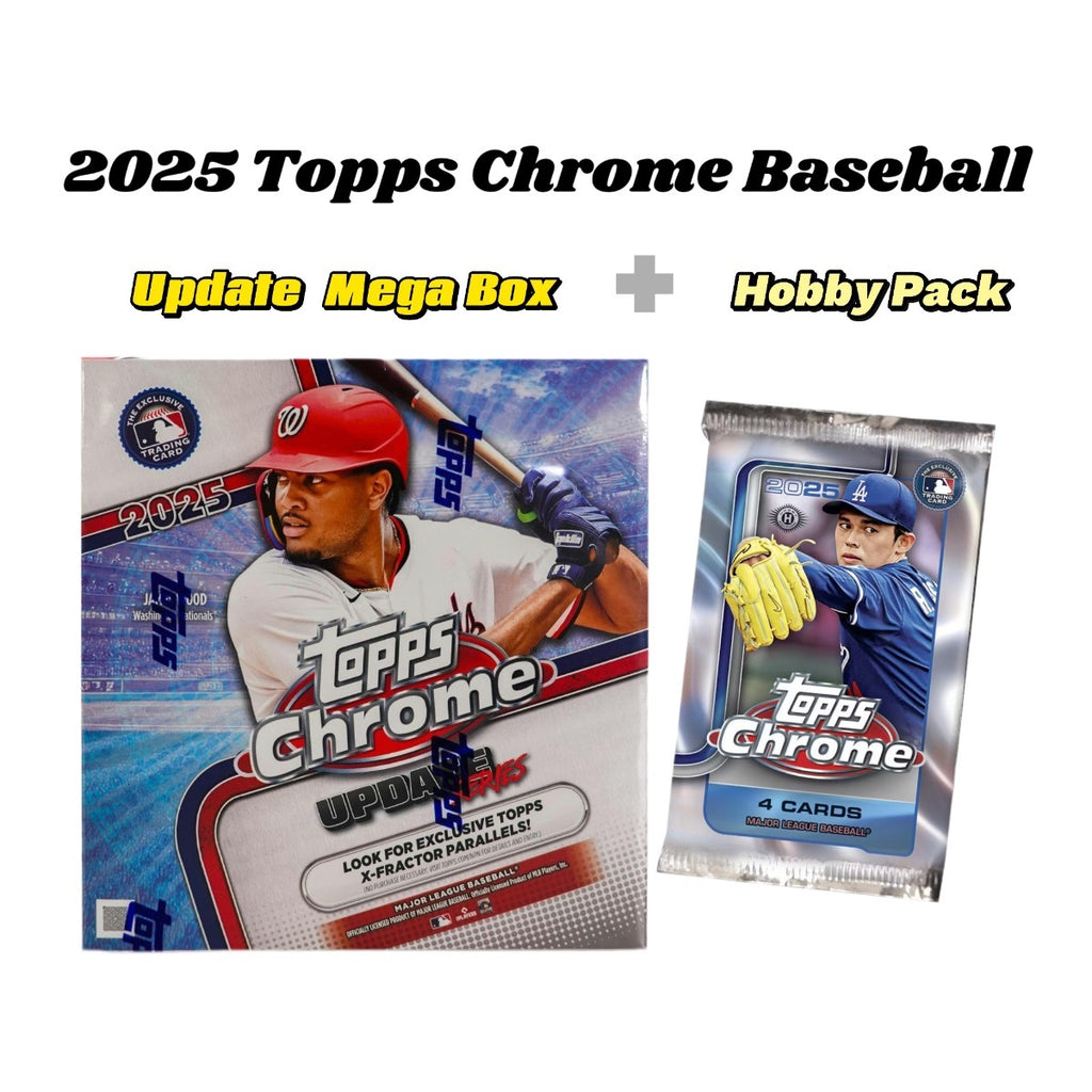 2025 Topps Chrome Update Baseball Sealed Mega Box+2025 Topps Chrome Baseball Hobby Pack