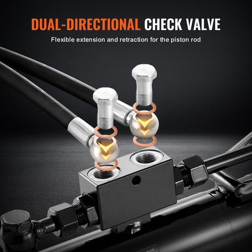 VEVOR Hydraulic Top Link Cat.1-1 (8-1/4 in, 18-1/8~26-3/8 in ), Hydraulic Cylinder with 2 Hoses & G3/8" Check Valve