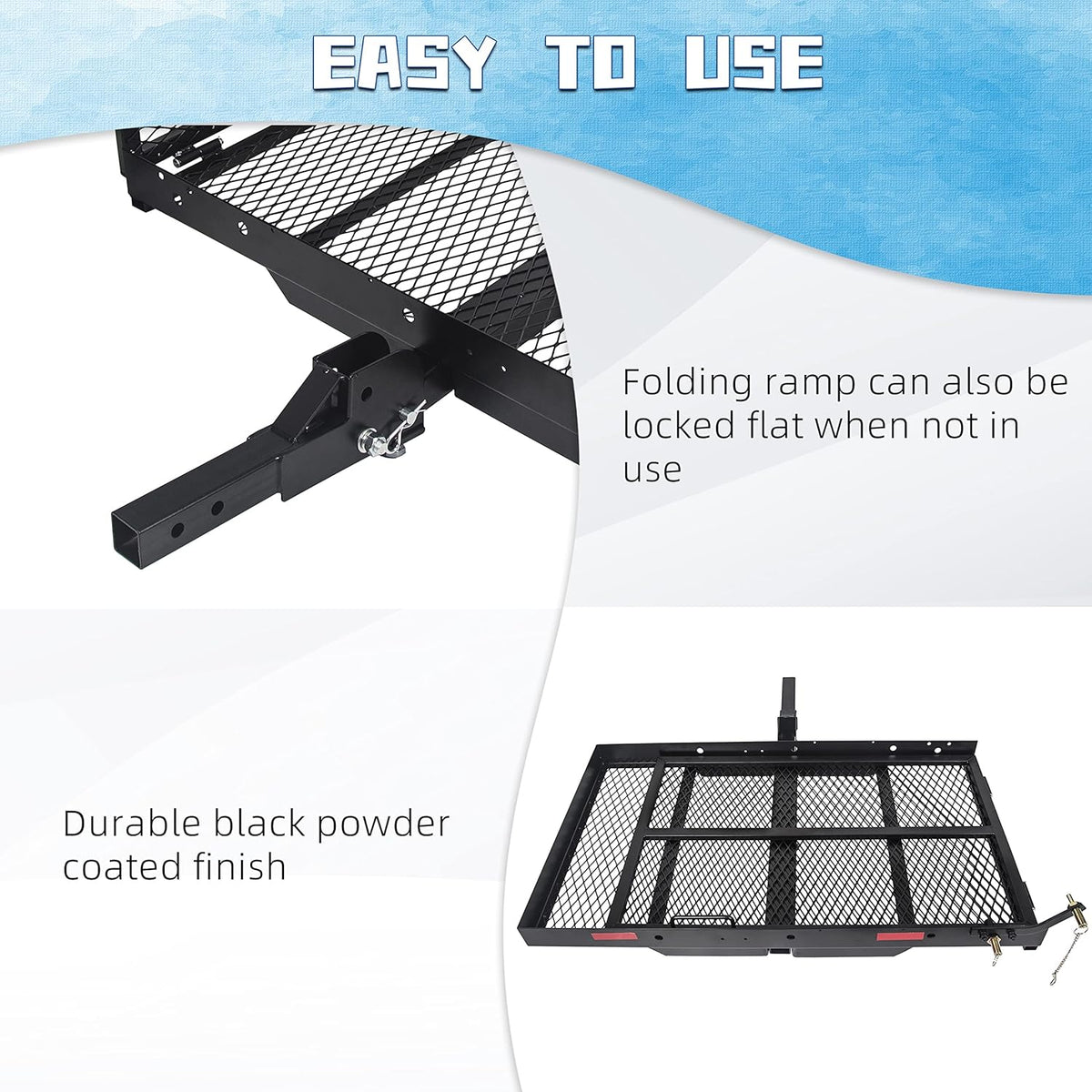 Hitch Cargo Carrier with Ramp Foldable Hitch Mount Wheelchair Carrier Mobility Scooter Ramp 500 Lbs Weight Capacity (halloween & accessories)