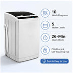 Full Automatic 2 in 1 Top Load Portable Washing Machine and Dryer Combo with Drain Pump 15.6/17.6/17.8/25Lbs Capacity 10 Wash Programs 8 Water Levels Compact Washer Dryer for Apartment RV Camping Small Living Space Travel Outdoor Home Use