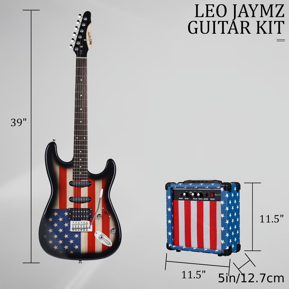 Leo Jaymz 39 Inch Full Size Electric Guitar Kit Electric Guitar Beginner Kits - 20W Amplifier, Digital Tuner, Carring Bag, Shoulder Strap, Connecting Cable