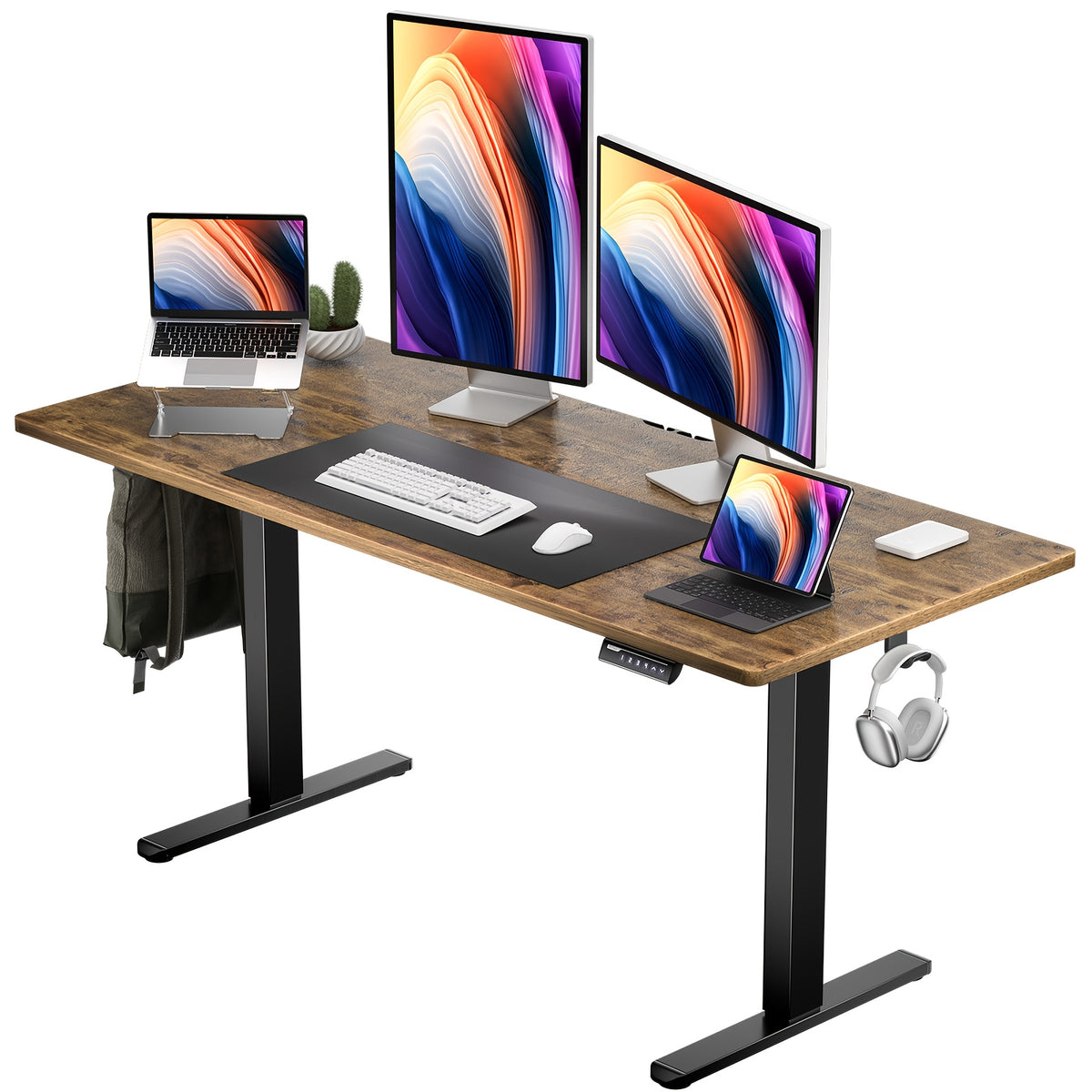 Electric Standing Desk in 55 or 63 Inch Widths for Home Offices and Dedicated Gaming Setups