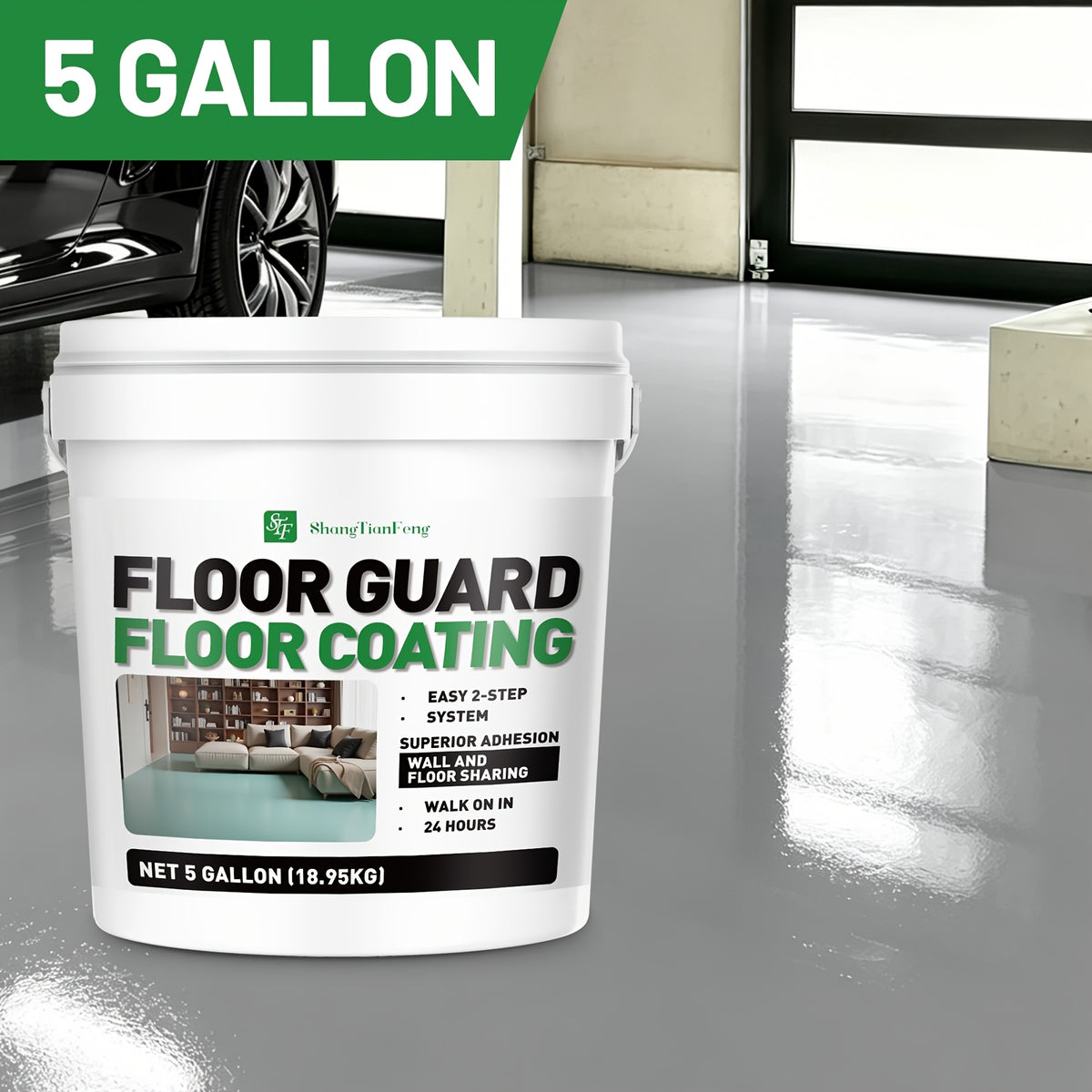 [Epoxy Floor Paint] Epoxy Floor Paint, 5 Gallon For Garage Paint, Waterproof Coating Floor Paint For Garages Basements, Single Component, Scratch Resistant, Ready To Use For Garage Paint, InteriorExterior Concrete Floor Paint For Porches, Interior Walls