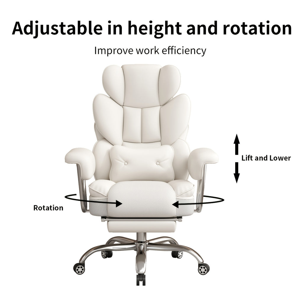 Executive Office Chair with Footrest — Oversized High-Back Recliner Rated to 500 lb for Home Desk Seating