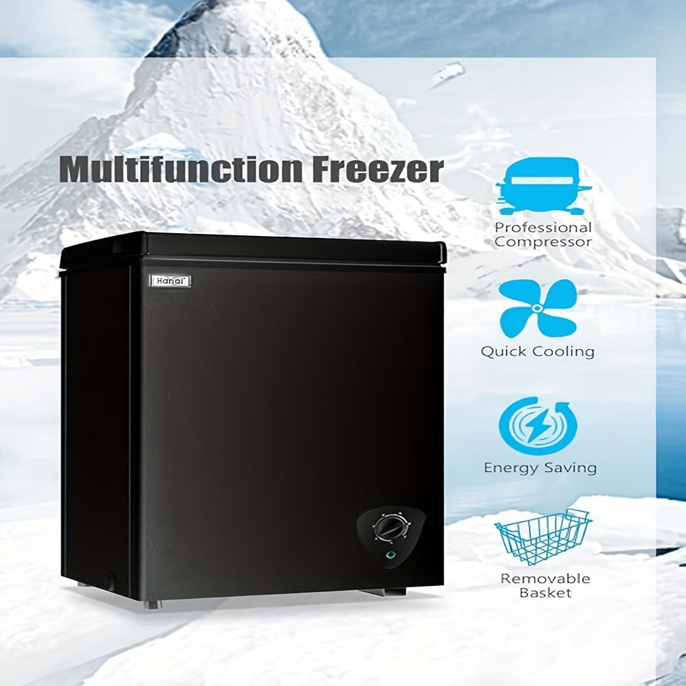 WANAI 3.5 Cu.Ft Chest MINI Freezer Adjustable 7 Thermostat Compact Deep Freezer Top Door Low Noise with Removable Basket