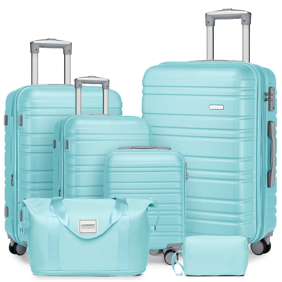 6pcs Women's Expandable Hardside Luggage Set with TSA Lock - Lightweight ABS Suitcase Collection, Spinner Wheel System & Telescopic Handle, Multi-Color Options (Sky / /////) for Carry-On & Checked