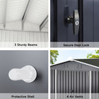 Outdoor Storage Shed, Metal Shed with Updated Frame Structure And Lockable Doors, Large Shed Upgrade Height Ideal for Garden, Backyard, Patio Utility And Tool Storage