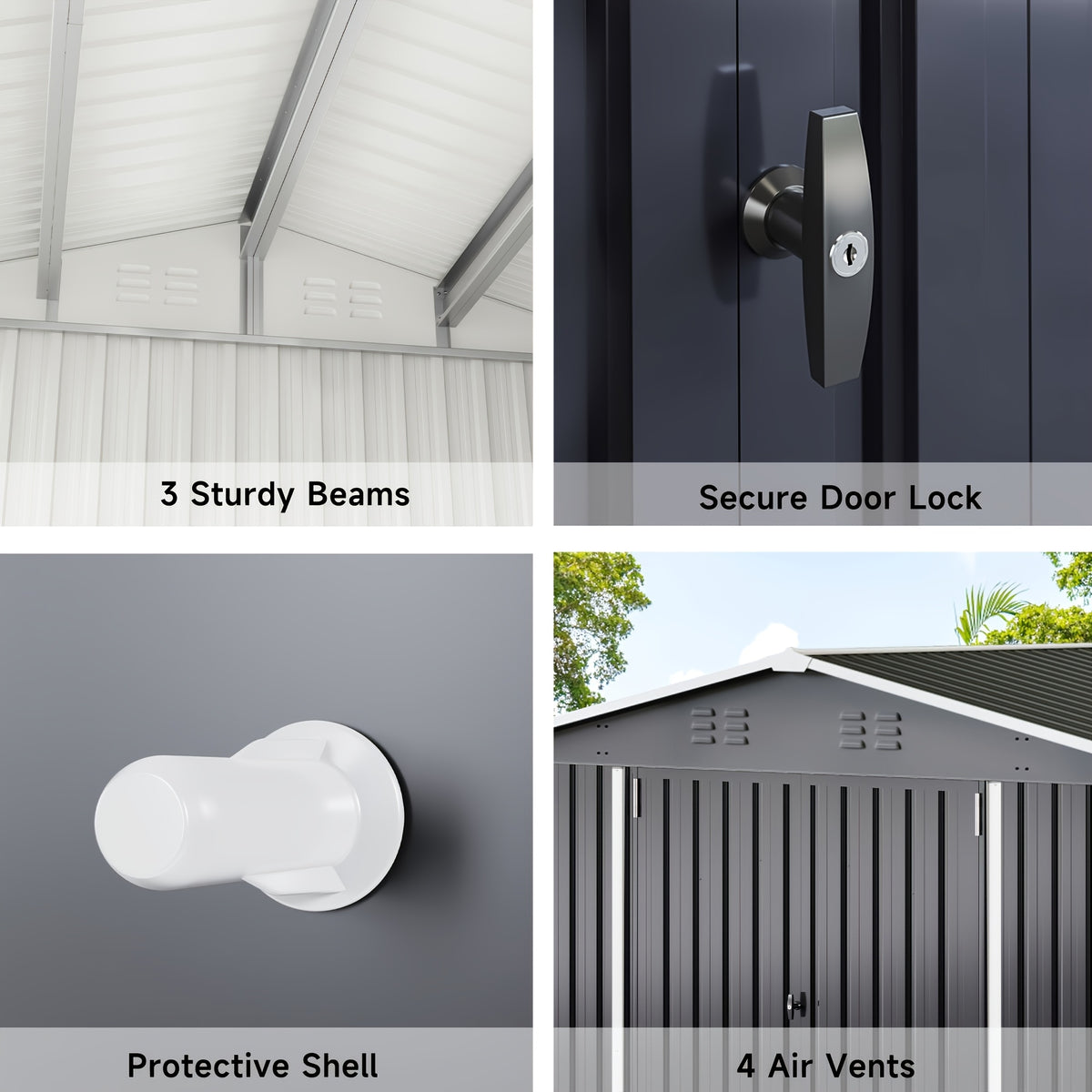 Outdoor Storage Shed, Metal Shed with Updated Frame Structure And Lockable Doors, Large Shed Upgrade Height Ideal for Garden, Backyard, Patio Utility And Tool Storage