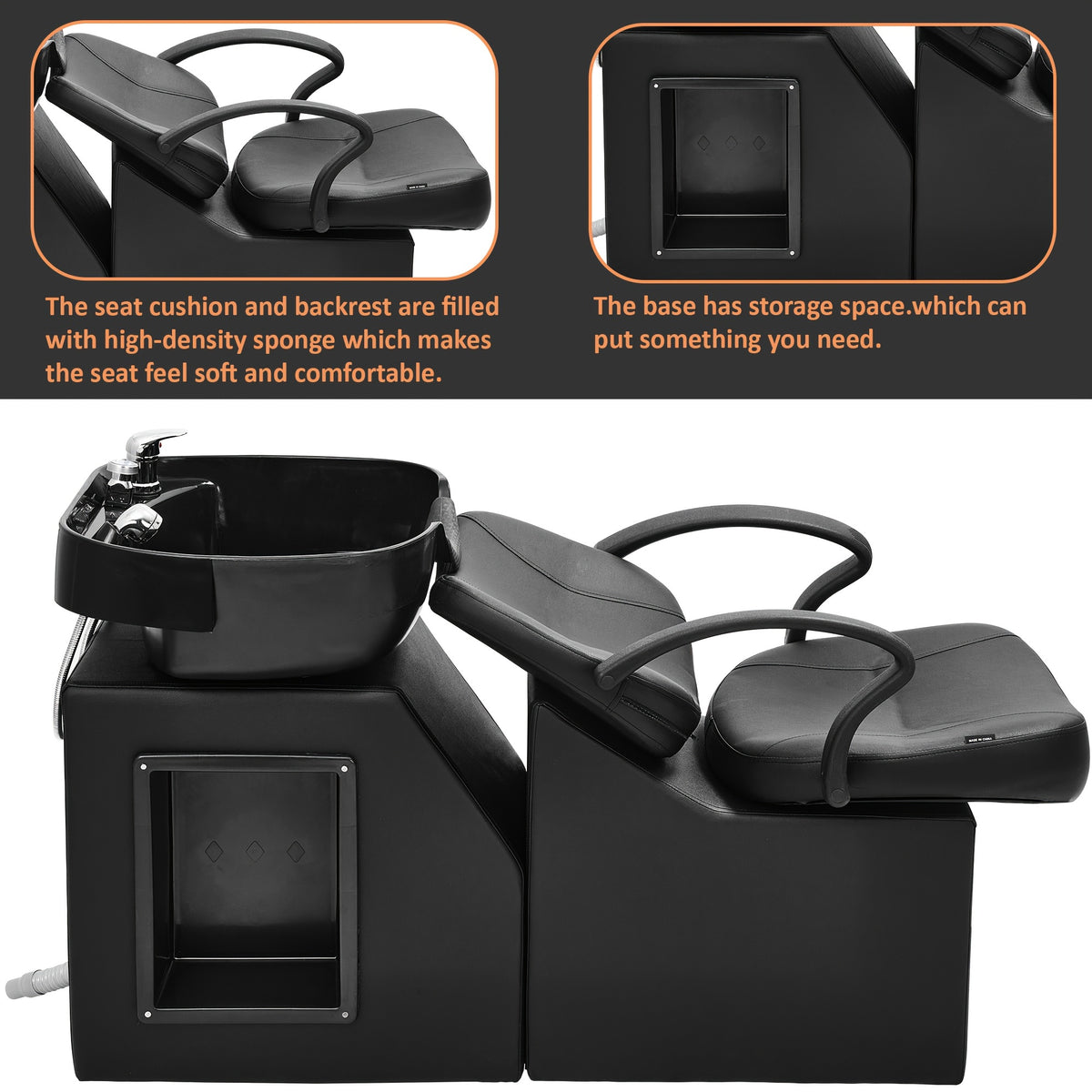 Backwash Barber Chair ABS Plastic Shampoo Bowl Sink Unit Station Spa Salon Equipment