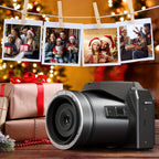 NBD 64MP Digital Camera for Photography, 5K Vlogging Camera for YouTube with 3" Flip Screen, 16X Digital Zoom, Autofocus, 2 Batteries, 32GB TF Card(S205, Black)