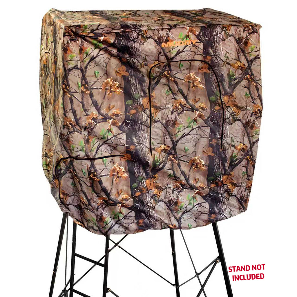 Muddy Steel 7 Foot Tall Quad Pod Hunting Blind Cover w/ 4 Zippered Windows, Camouflage (Stand Not Included)