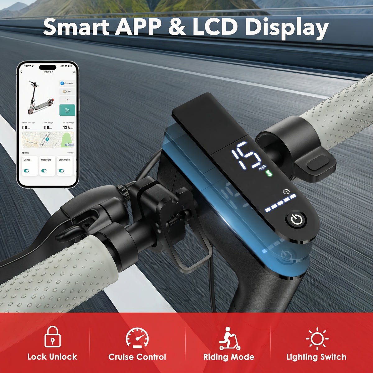 Adults' 8.5'' Foldable Electric Scooter with App, 350W Motor & 25km Range - Display, 3-Speed Modes, Dual Brake & Large Battery - Portable -EScooter Commuting for Adults