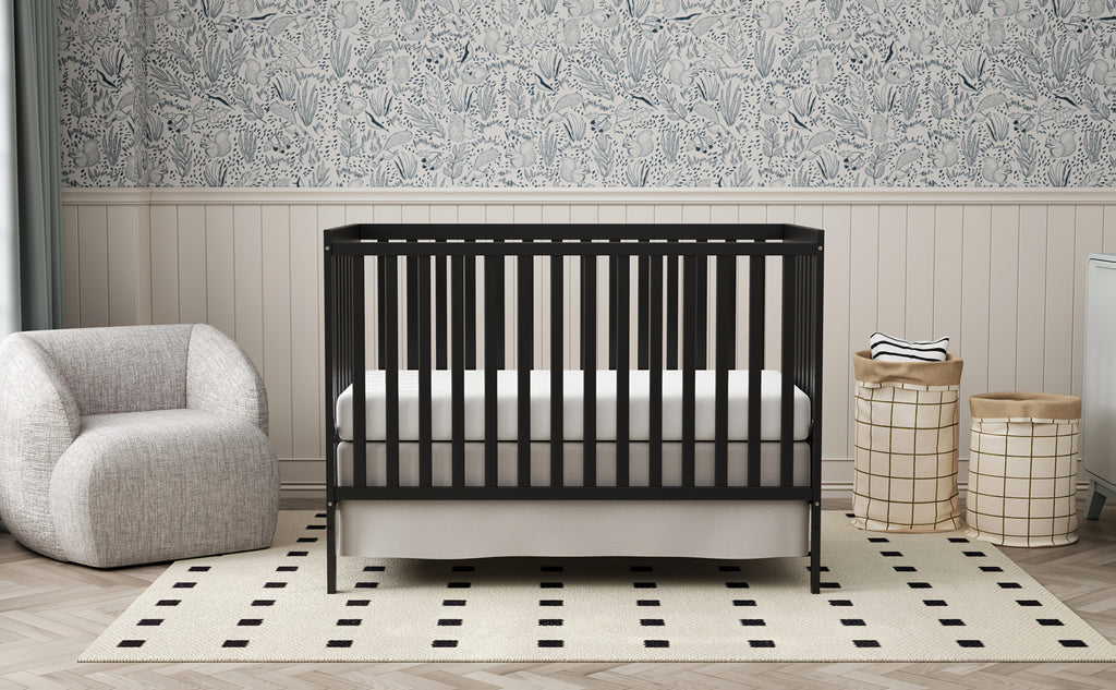 Goldzone Crib 5in 1 Convertible, Wooden Newborn Essentials Convertible to Toddler Bed, Sofa Bed and Full Size Bed, Baby Cribs with 4 Adjustable Bases for Nursery Decor, Baby Stuff Clearance, Item Weight: 37lbs, Maximum Weight Recommendation: 50lbs