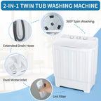 Portable Washing Machine, 2-in-1 Compact Twin Tub Washer and Spinner with Drain Pump and Time Control