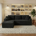 96.1-inch Modern Modular L-shaped Combination Sofa, 3-seater Corduroy Fabric with Deep Seat Oversized Left Facing Lounge Chair, Invertebrate 3-seater Sofa, No Assembly Required, Cat Paw Resistant - Suitable for Living Rooms And Apartments