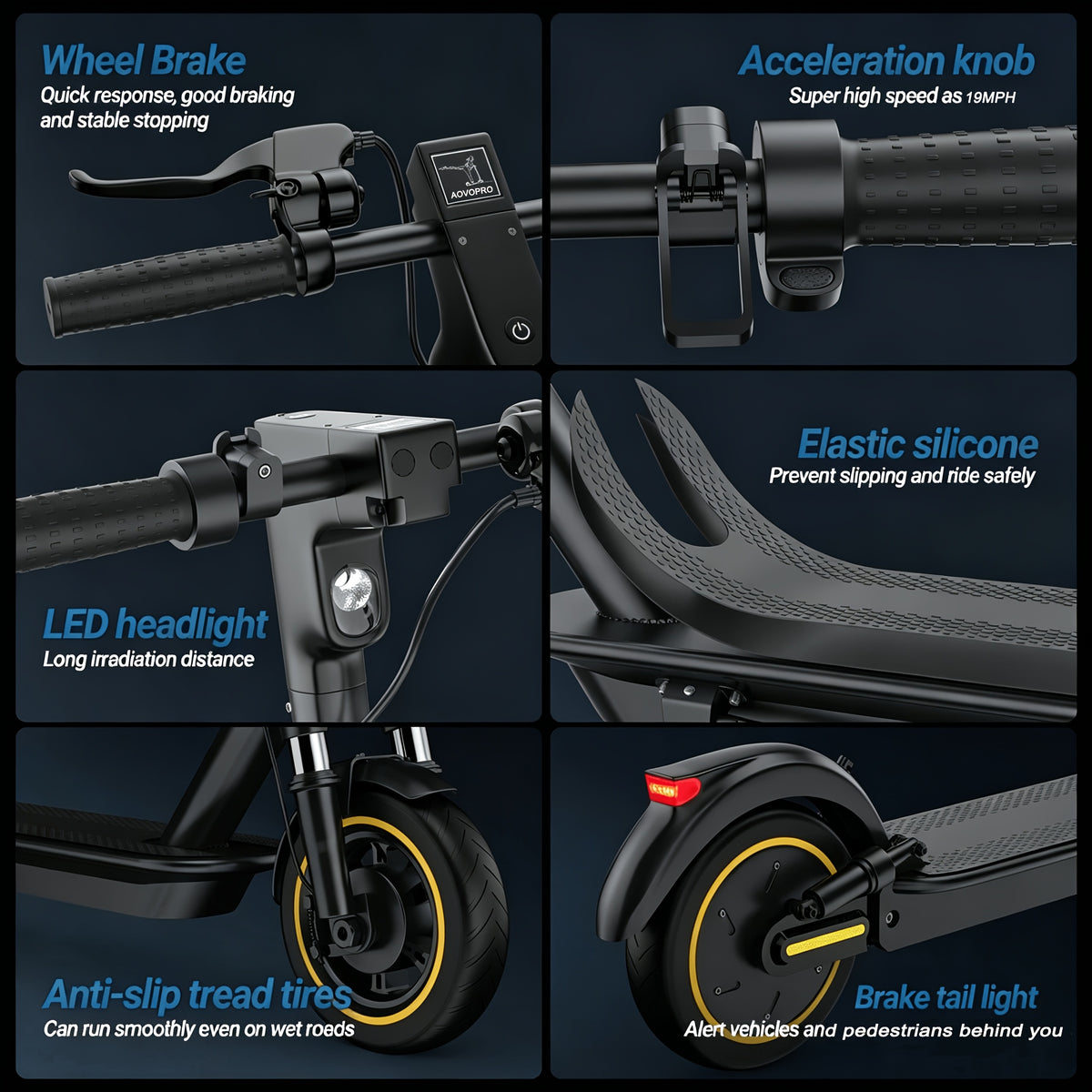 [Electric Scooter] AOVOPRO Folding Adult Electric Scooter, 500W Brushless Motor, 10" Tires, 3-Speed Settings, 21-28 Miles Range, Dual Suspension Dual Shock Absorption And Smart APP Control, Installed Safety Bell, 350 LBS Max Load