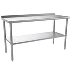 Stainless steel ready-made workbench, commercial heavy-duty workbench and workstation, suitable for metal dining tables in kitchens, restaurants, homes and hotels, with adjustable base frame and waterproof board