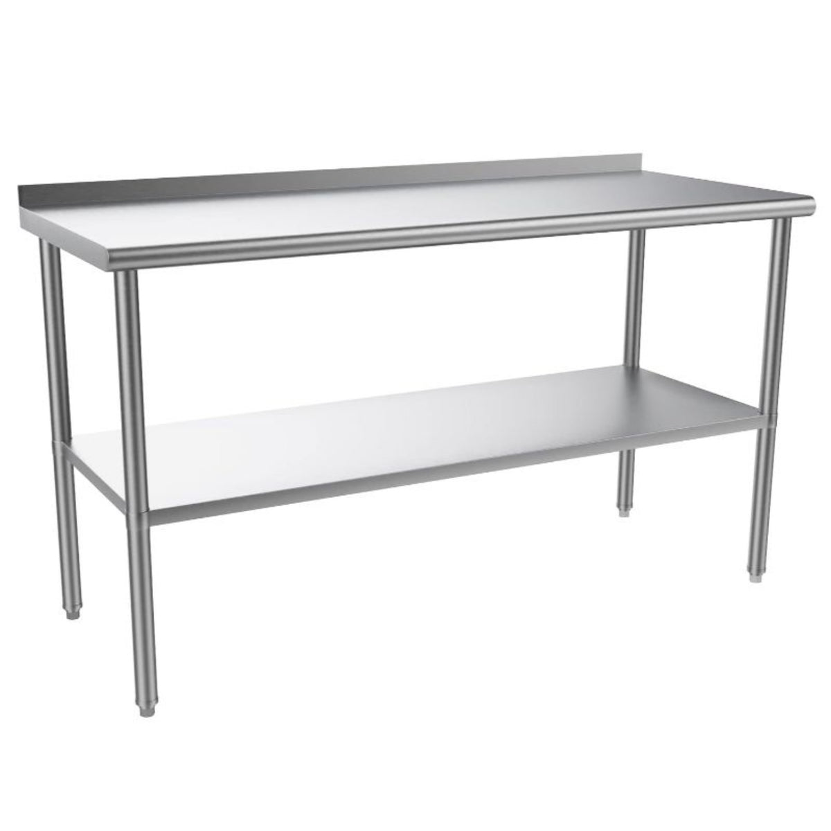 Stainless steel ready-made workbench, commercial heavy-duty workbench and workstation, suitable for metal dining tables in kitchens, restaurants, homes and hotels, with adjustable base frame and waterproof board
