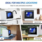 Portable Countertop Dishwasher, 5+1 Program Compact Mini Dishwasher With 5-Liter Built-in Water Tank And Air Dry Function, Dual Water Supply Mode, Ideal For Apartments And RVs