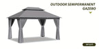 10'x12'/10'x10'/8'x8' Outdoor Gazebo & Pergola for Patio - Double Roof Steel Canopy with Mosquito Net And Privacy Screen, Heavy Duty Party Tent Shelter for Backyard, Lawn, Garden, All-Weather Gazebos with Patio Cover (Grey/Beige/Blue)