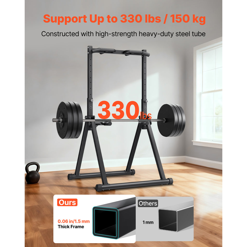 VEVOR Pull Up Bar, 330LBS Capacity Portable Pullup Bar Station, Pullup Bars Free Standing with Triangular Structure & Heavy-Duty Steel Tube, 9 Level Height Adjustment Gravity Fitness for Arms, Back
