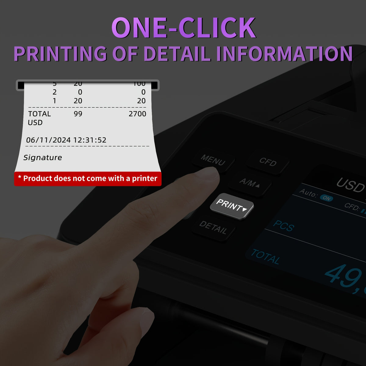 [Black Friday] Mixed Denomination Money Counter Machine, Value Counting, N70 Bill Counter With UV/MG/IR/MT Counterfeit Detection, 3.5" TFT Display Cash Counting Machine, Office Supplies, Black Friday