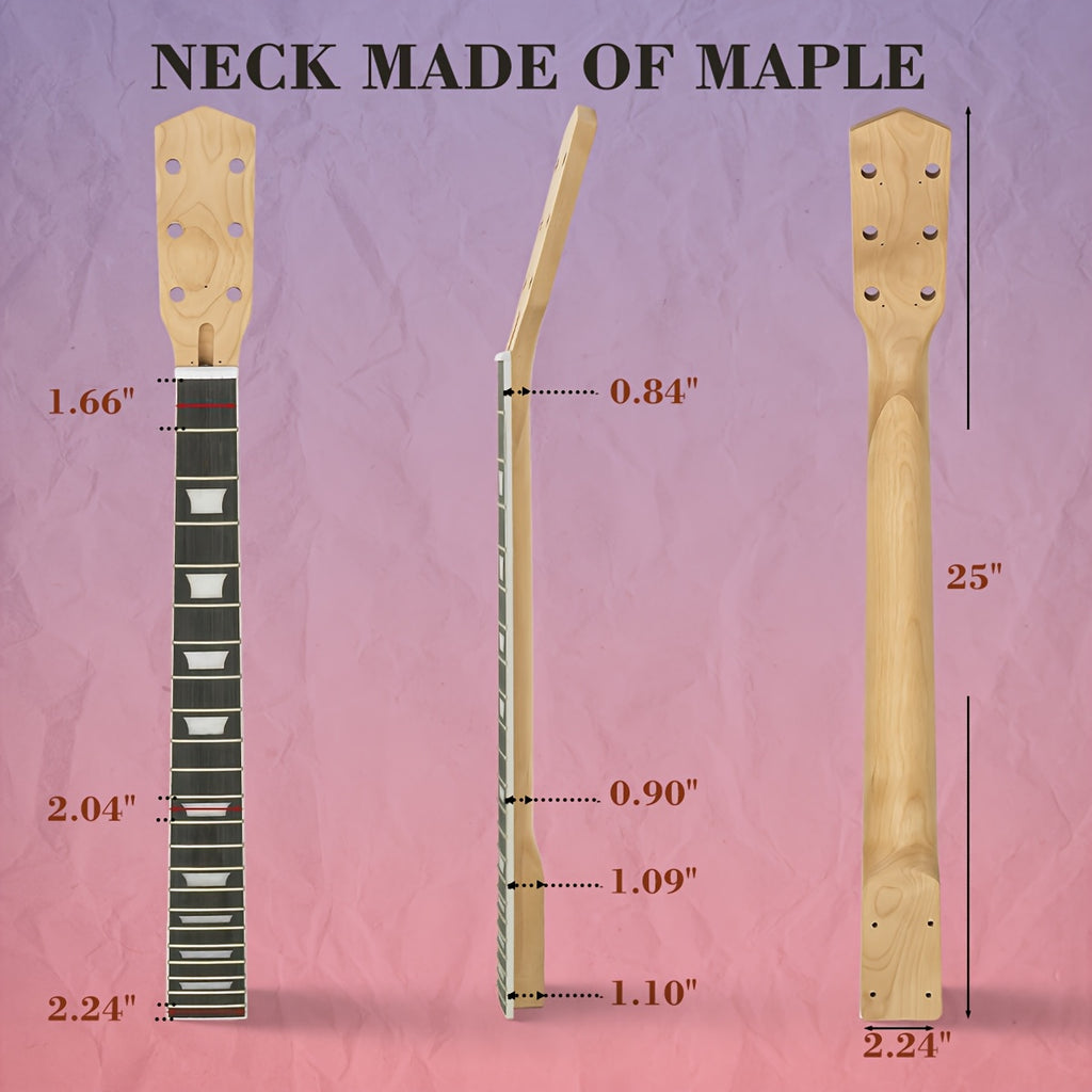 STRICH DIY Electric Guitar Kit, Mahogany Body with Maple Neck, HH Pickups Pre-Drilled & Wired, Complete Hardware Pack, Build-Your-Own in One Box