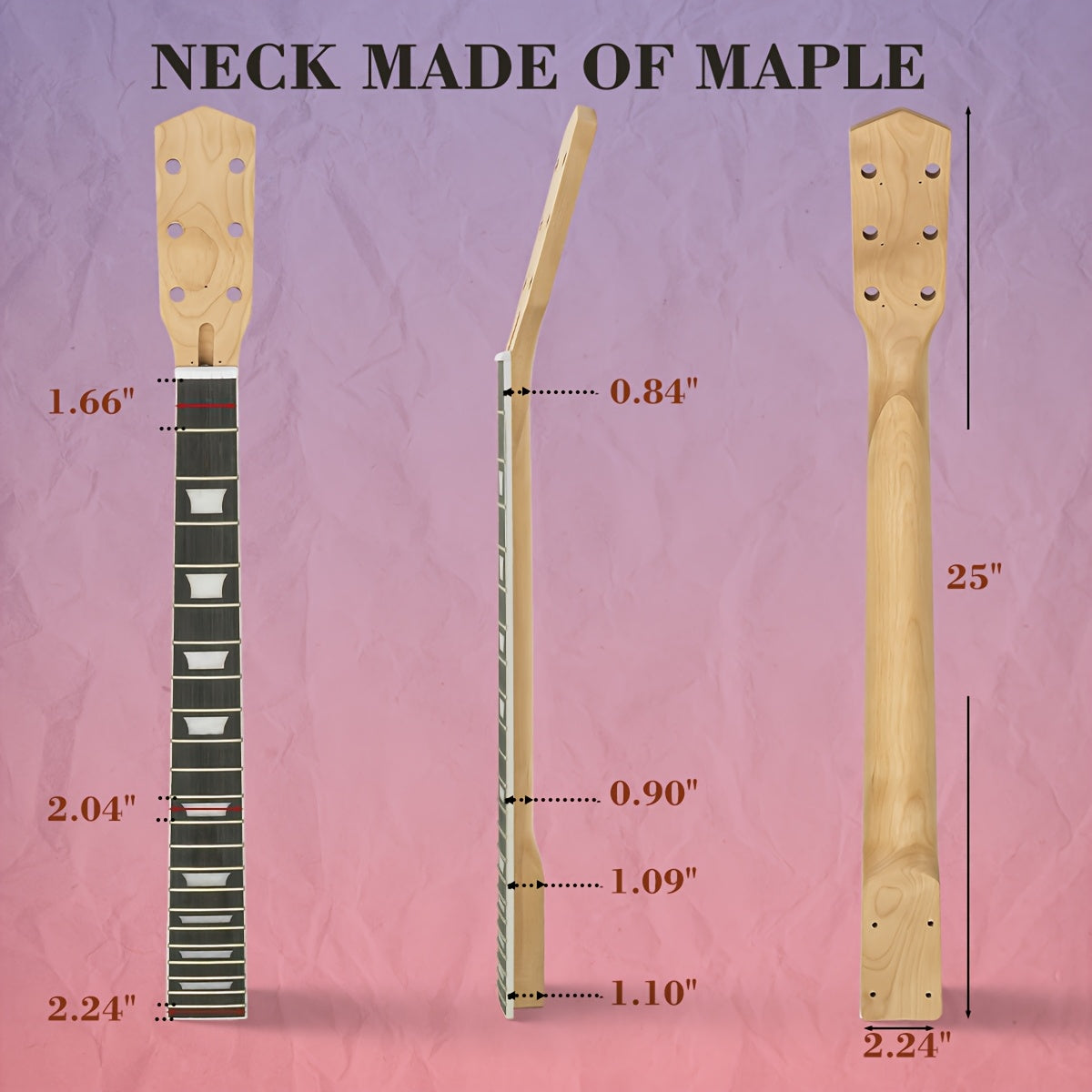 STRICH DIY Electric Guitar Kit, Mahogany Body with Maple Neck, HH Pickups Pre-Drilled & Wired, Complete Hardware Pack, Build-Your-Own in One Box