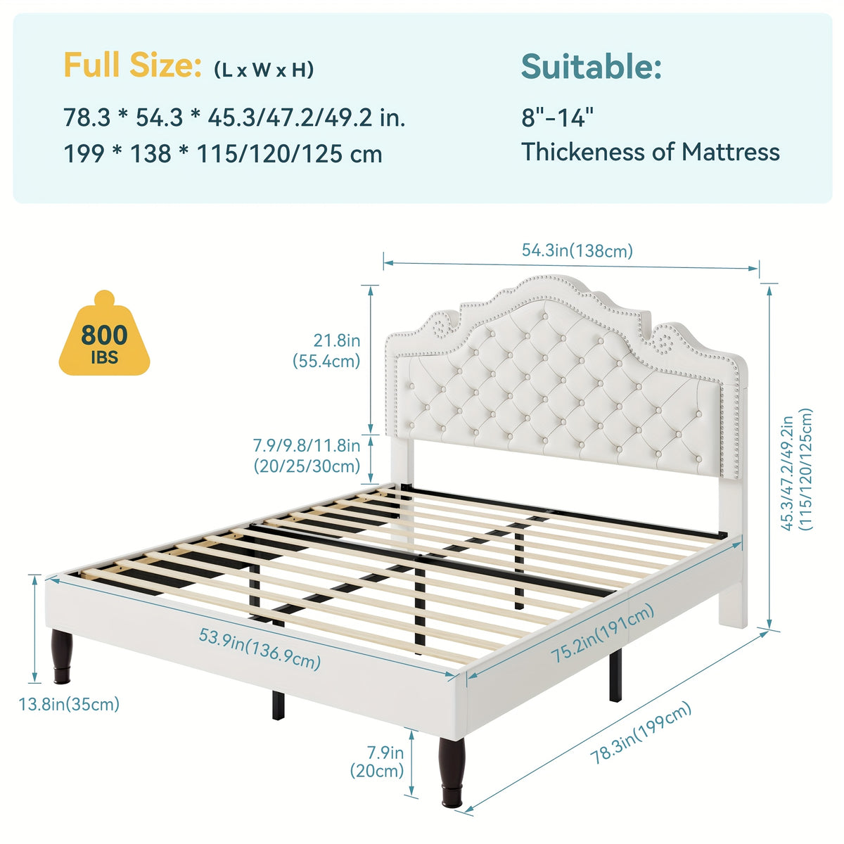 HOOMIC Full/Queen/King Size Bed Frame with Adjustable Velvet Tiara Headboard, Upholstered Diamond Button Tufted Platform Bed, Wooden Slats Support, No Box Spring Needed, Easy Assembly, Black