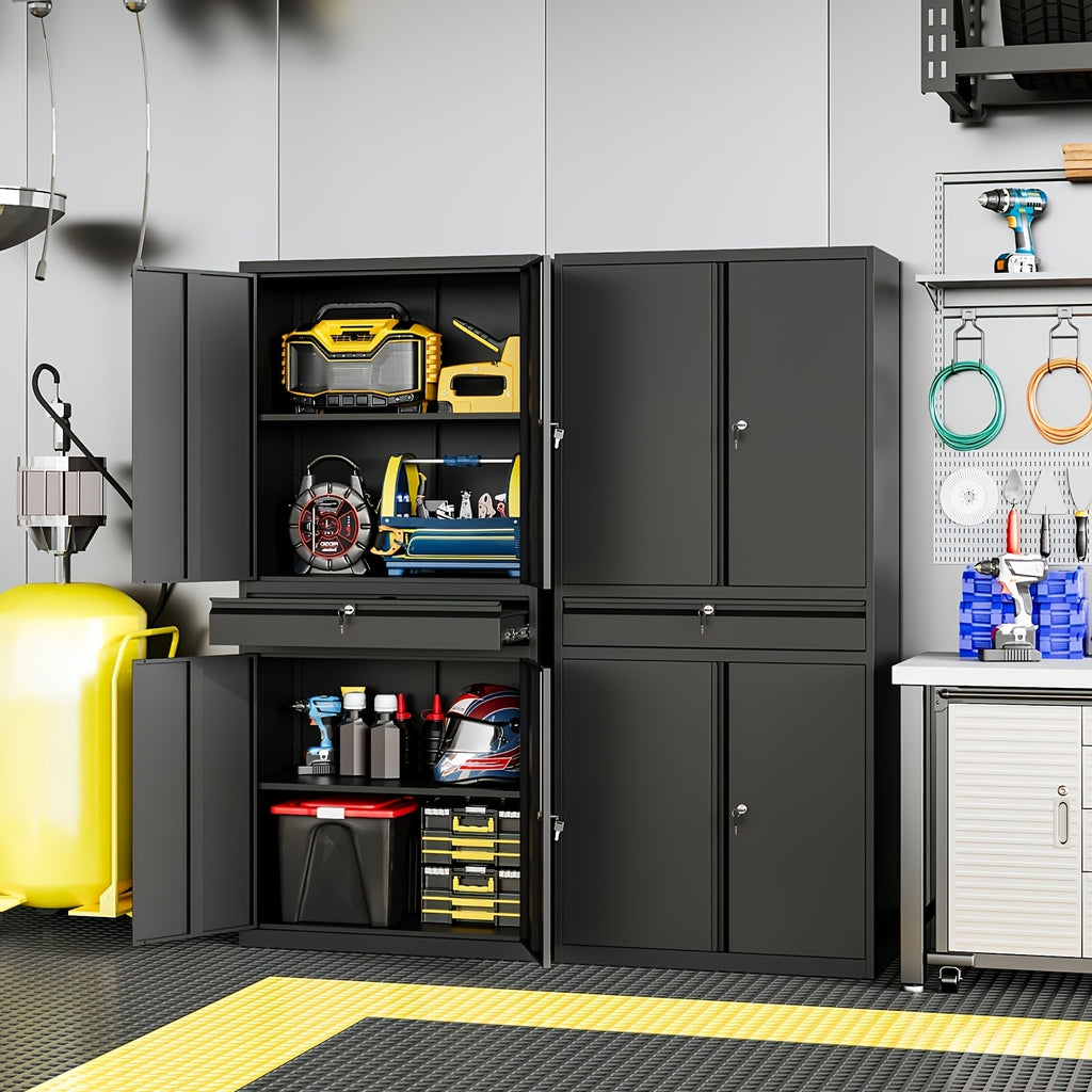 SISESOL Metal Garage Storage Cabinet With Locking Doors And Adjustable Shelves, Rolling Tool Storage Cabinet With 4 Wheels And 1 Drawer - 73" Steel Locking Cabinet For Garage, Warehouse