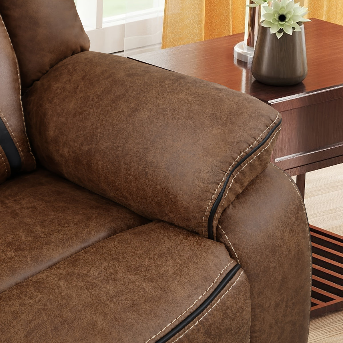 Faux Leather Manual Recliner Set: 3-Seat Sofa, Loveseat, Recliner Chair for Living Room And Meeting Room