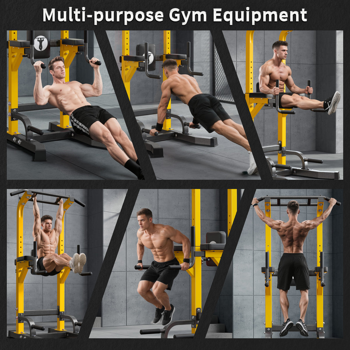 Power Tower Pull Up Bar Dip Stand, 10 Adjustable Height Free Standing Assistive Trainer Dip Station, Multi-Function Strength Training Fitness Workout Station for Home Gym Fitness Equipment Equipment