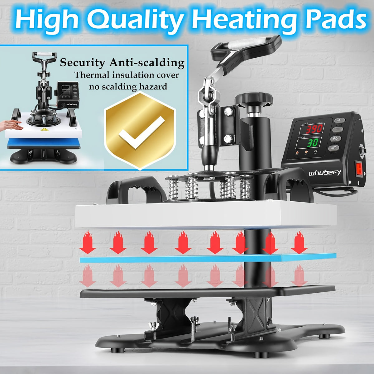 8-in-1/5-in-1 15"x12" Heat Press Machine Set, Professional Sublimation Machine, Rotatable T-Shirt Printing Heat Transfer Digital Industrial Quality Heat Press, Suitable For T-Shirts, Bags, Pillows, Mugs, Hats, Plates, Beanies