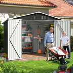 Outdoor Storage Shed, Metal Shed with Updated Frame Structure And Lockable Doors, Large Shed Upgrade Height Ideal for Garden, Backyard, Patio Utility And Tool Storage