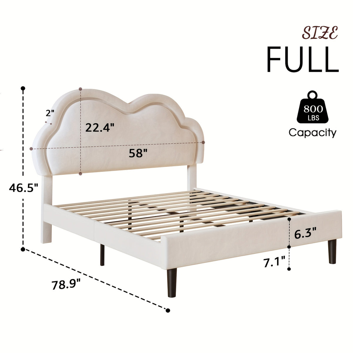 LUXOAK LED Velvet Platform Bed Featuring an Adjustable Cloud Headboard - No Box Spring Needed, Easy Assembly