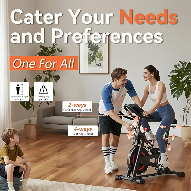CRYSTAL FIT Indoor Exercise Bike, Cycling Bike Plus Magnetic Resistance/Brake Pad Stationary Bike with Tablet Holder LCD Monitor 300lbs Weight Capacity &Upgraded Comfortable Seat Cushion
