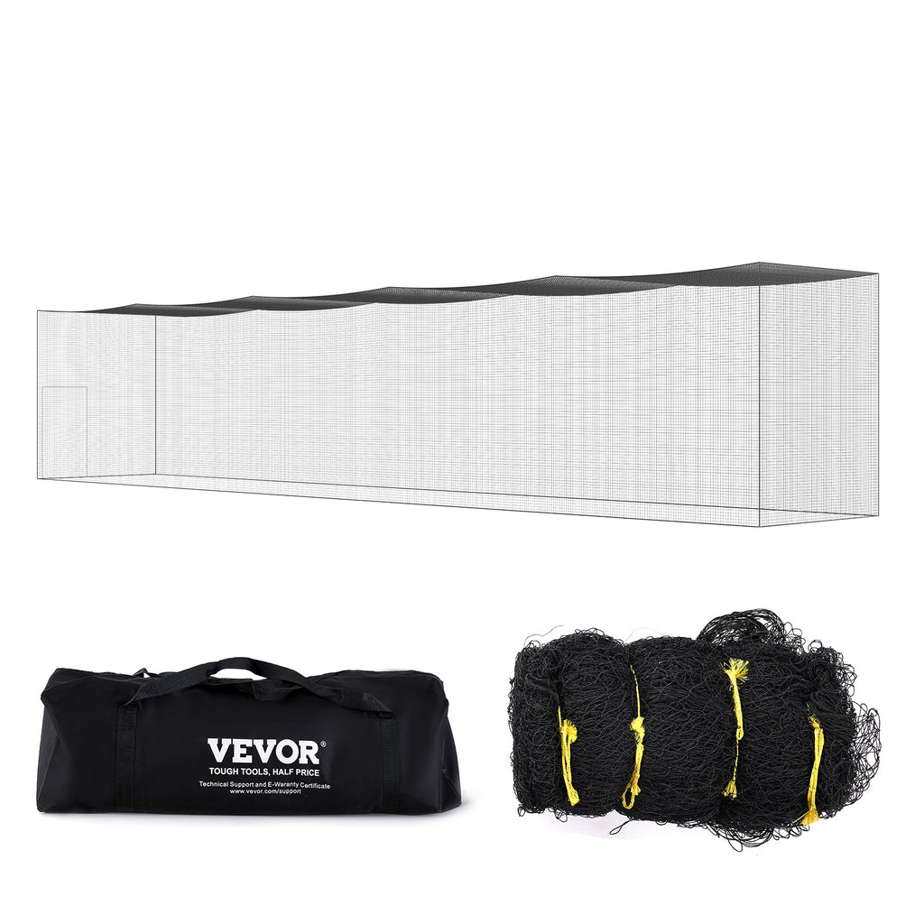 VEVOR Baseball Batting Netting, Professional Softball Baseball Batting Hitting Training Net, Practice Portable Pitching Cage Net with Door & Carry Bag, Heavy Duty Enclosed PE Netting, 35/55/70FT (NET ONLY)