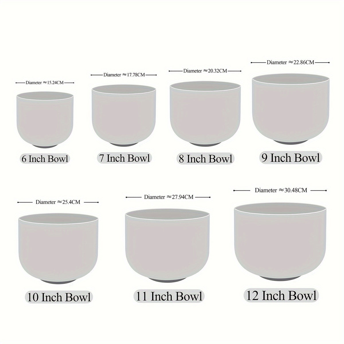 432Hz 6"-12" Set of 7 Chakra Frosted Quartz Crystal Singing Bowl Sound Bath Bags, Frosted Chakra Quartz Crystal Singing Bowls for Bath Sound Bowls Meditation Set Yoga