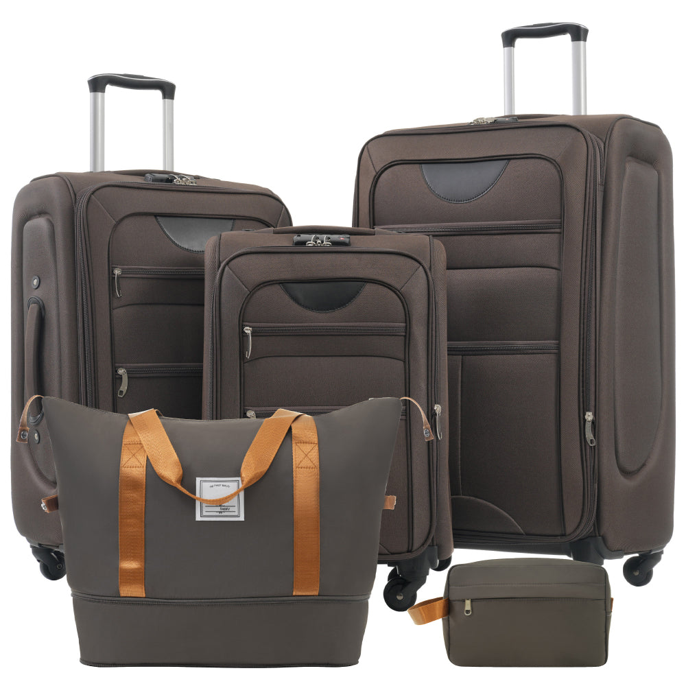 Suitcase Set Softside 3pcs Expandable Luggage with TSA Lock Spinner Wheels Lightweight Upright Luggage with Travel Bag, 22/ 26/ 30 IN