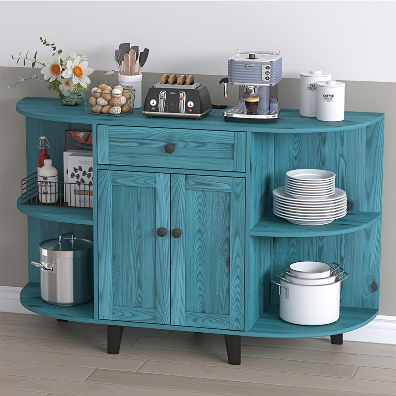 Sideboard Buffet Cabinet, Freestanding Kitchen Cabinet with Storage, Accent Coffee Bar Cabinet with Doors, Vintage Blue