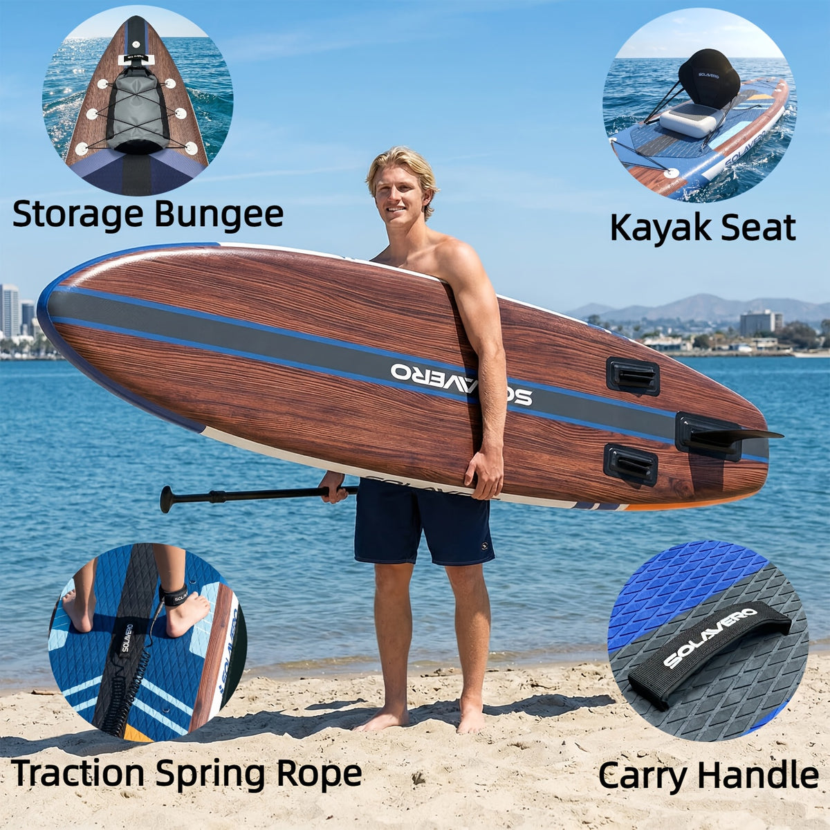Inflatable Paddle Board, 10'6"/11'/11'6", Inflatable Stand Up Paddle Board with Additions, Non-Slip Inflatable Kayak with Phone Bag, Foot Safety Lanyard for Fishing Surfing Yoga