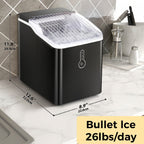 Countertop 26lbs/day 35lbs/day Ice Maker Portable Ice Machine, Automatic-Cleaning Suitable for Outdoor Camping Bar Party And Kitchen, Black