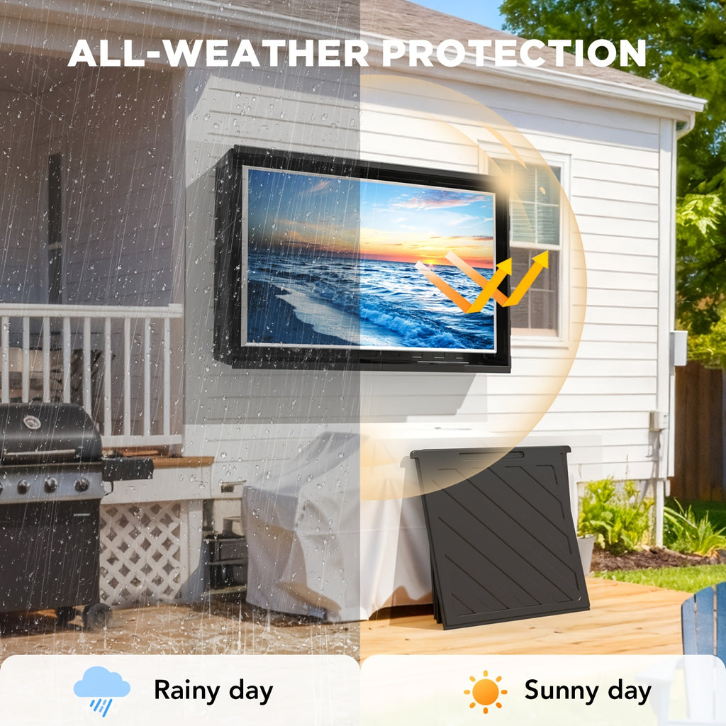 Outdoor TV Cover 55 Inch Weatherproof, Hard Outdoor TV Enclosure with Frosted Plastic, Adjustable TV Wall Mount Bracket Included(36-55inch)