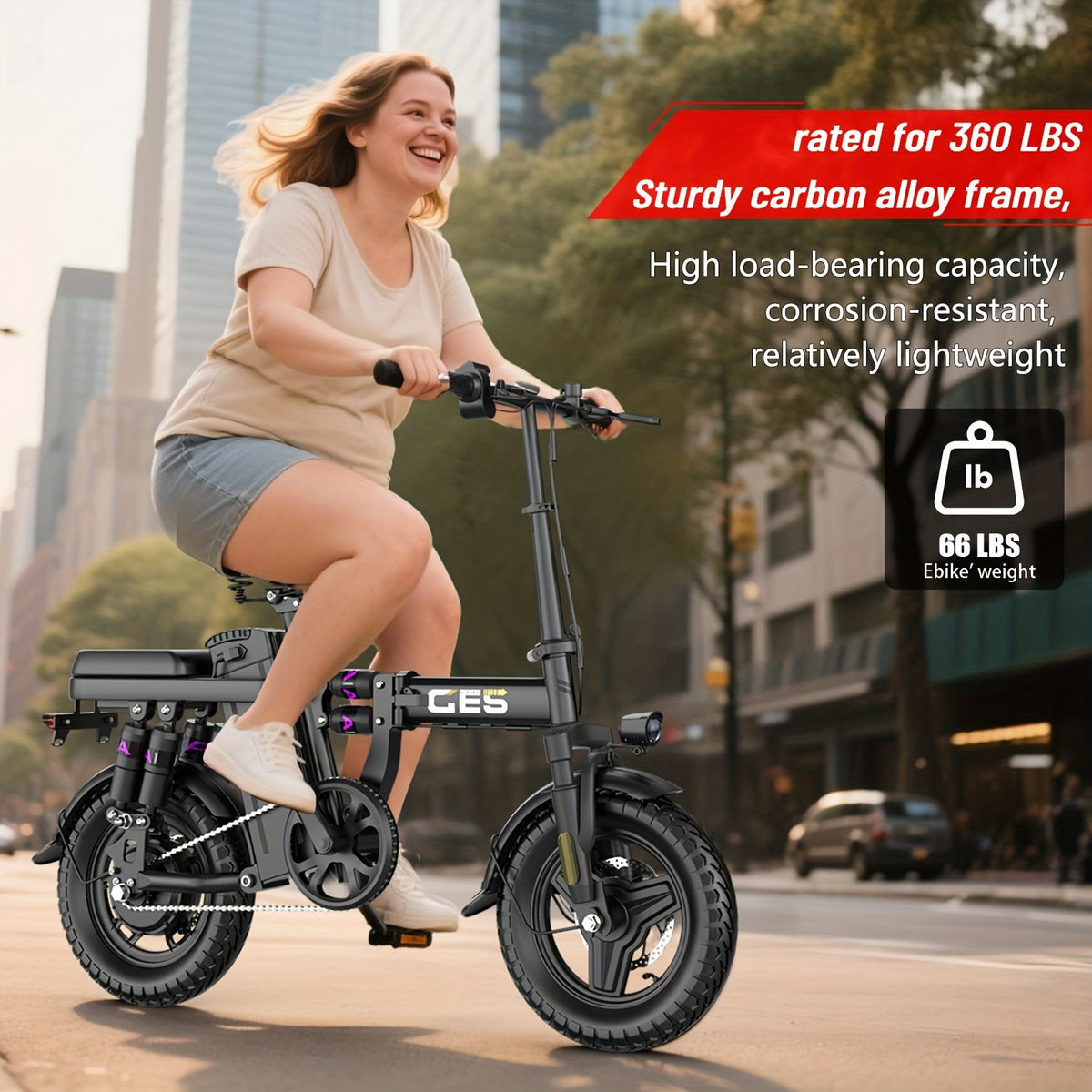 500W Electric Bike for Adults, 48V 10AH/15AH Removable Battery, Speed 15-20 Mph, Long Range 10-35 Miles, 14-Inch Foldable, LCD Display, Dual Disc Brakes, Super Suspension, Teen Gift, Adult E-Bike - Motorcycle