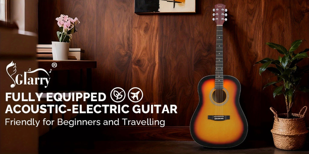Glarry 41-Inch Acoustic Guitar Set, Full Size Style, Spruce Panel, with Built-In Tuner, 20W AMP, Gig Bag, Strap, Complete Additions, for Beginner Students, Birthday/Festival Gift for Music Lovers