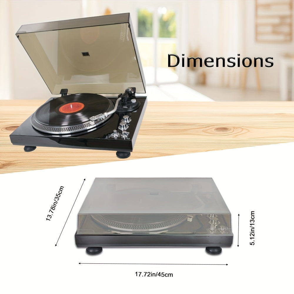 Record Player Vintage Turntable For Vinyl Records, Belt-Driven Turntable, Pre Ampufier, 33 Or 45 RPM, RCA Line Lp Vinyl Players For Sound, Aluminium Platter Piano High Gloss Black.A High-quality Valentine Gift, The Best Musical Feast For Family And