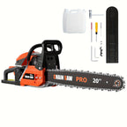 62CC Professional Chainsaw with 20 Inch, 22 Inch, 18 Inch, And 24 Inch Options, Featuring a 2-Stroke Engine, Ergonomic Non-Slip Handle, And Dual Fuel Tanks, Ideal for Cutting Wood, Trimming Trees, And Clearing Land
