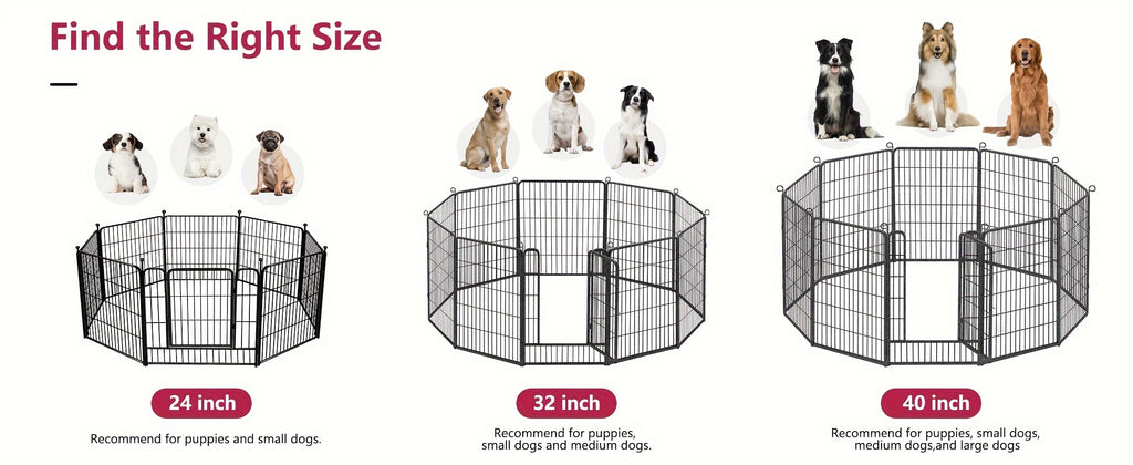 24/20/14/10 Panels Dog Playpen Outdoor, Indoor Pen for Large/Medium/Small Dogs Animals Heavy Duty Pet Exercise Pen for Puppy/Rabbit Portable Dog Fence for RV Camping Garden Yard